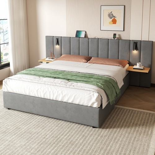 Upholstered bed with storage - bed,