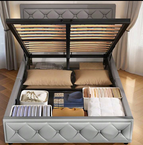 Grey faux leather upholstered - grey,