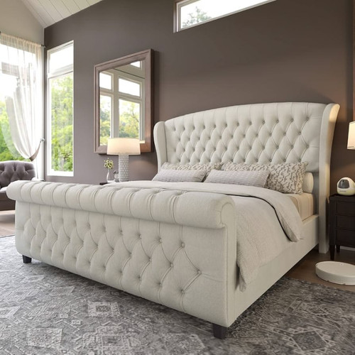 Scroll sleigh bed frame plush - scroll,