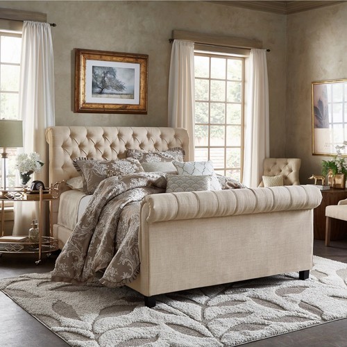 Sleigh bed scroll fabric - sleigh,