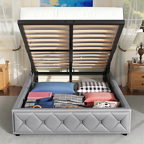 Lift ottoman storage bed - up,