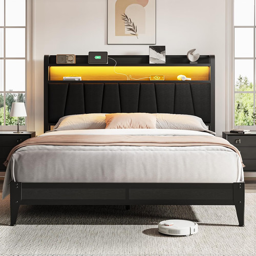Double bed frame with storage - bed,