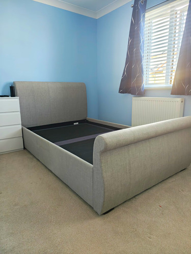 Grey upholstered double - upholstered,