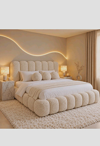 Upholstered fabric king bed - upholstered,