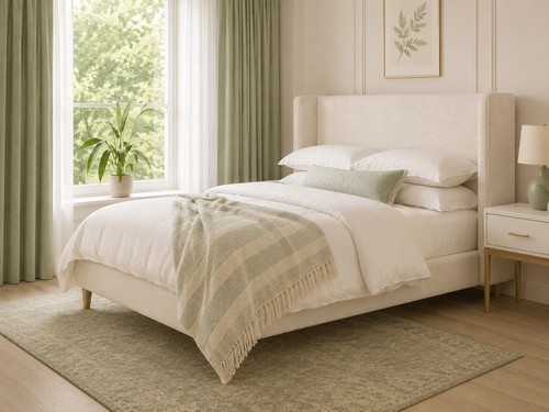 Luxury boucle upholstered bed - boucle,
