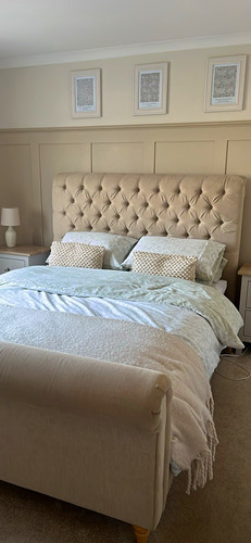 Beige upholstered fabric - upholstered,