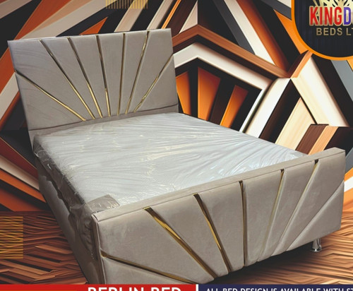 Velvet upholstered double bed - velvet,