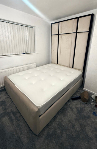 Grey velvet upholstered double - upholstered,