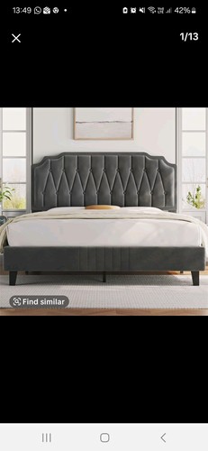 Grey upholstered tufted double - grey,