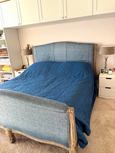 Blue upholstered double - upholstered,