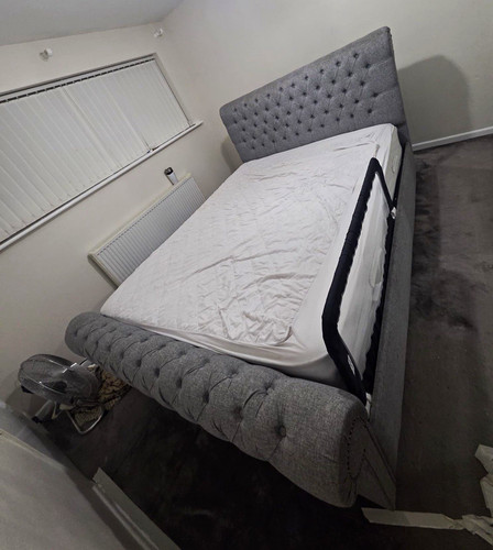 Grey upholstered tufted - upholstered,