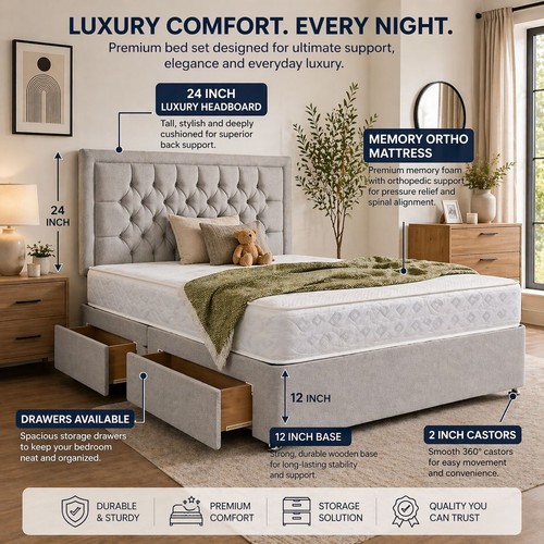 Plush divan bed - divan, set