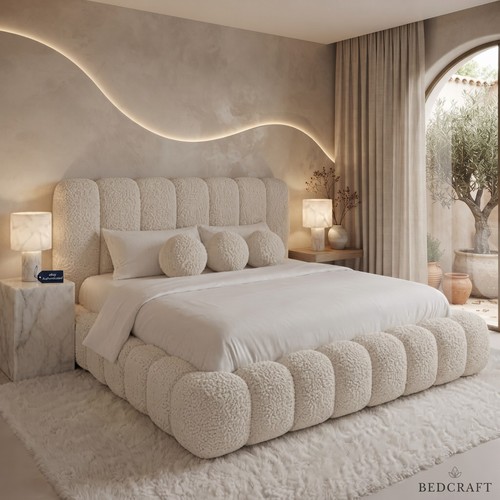 Luxury boucle fabric bed frame - luxury,