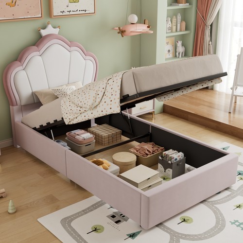 Ottoman bed 3ft single pink - bed,