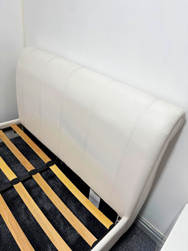 White faux leather upholstered - leather,