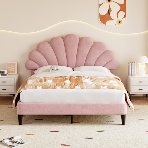 Double bed velvet - bed, fabric